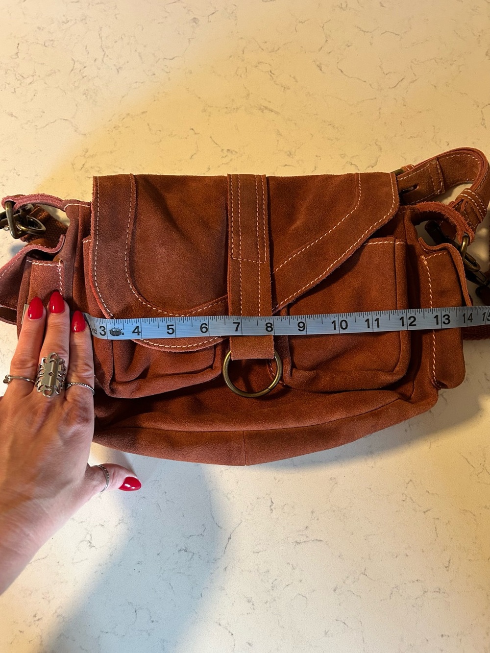 Free People Wylie Suede Saddle Shoulder Crossbody Bag in Rust - Picture 12 of 16